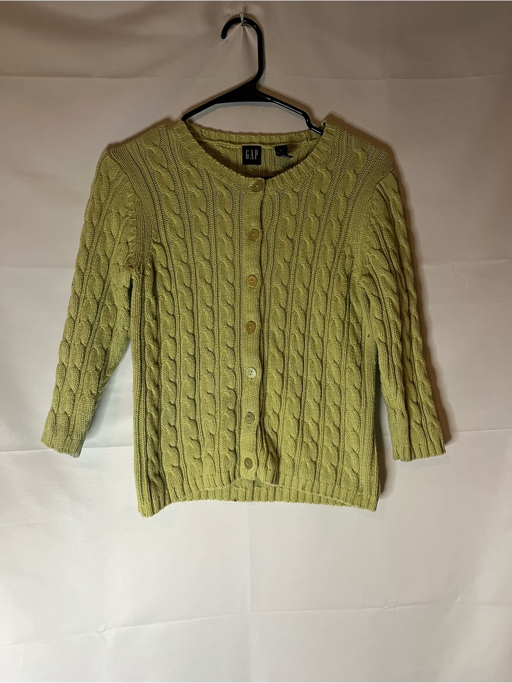 GAP Women's Green Cable-Knit Button Cardigan